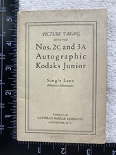 1919 Kodak Junior Camera Owners Guide Manual Single Lens 2c 3a Autographic Vtg