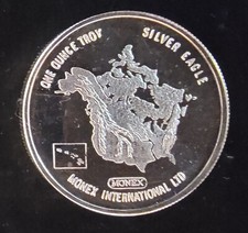 1982 Monex International Mint Eagle USA Vtg-999 Silver 1 Ounce Oz Art Round Coin 104.99 per troy oz
