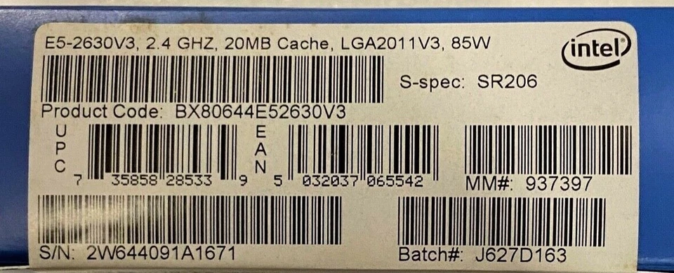 Intel BX80644E52630V3 SR206 Xeon Processor E5-2630 v3 20M Cache, 2.40 GHz NEW - Image 2 of 2