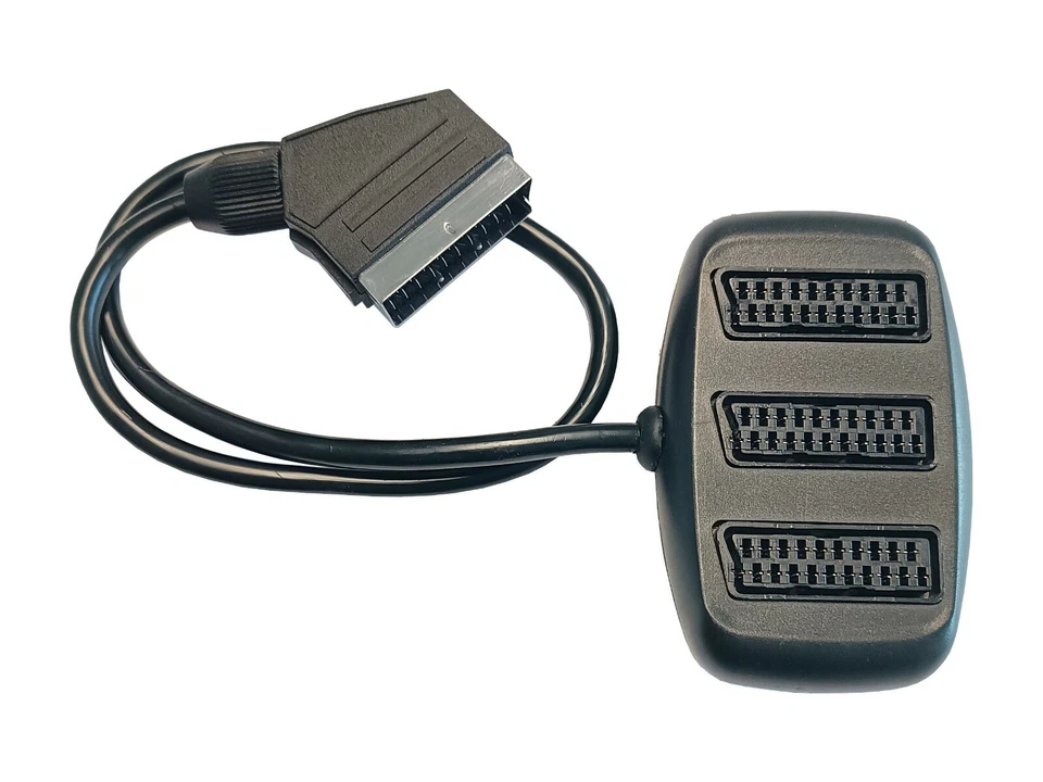 Scart Verteiler 3 fach Scart-Verteiler 3-Fach TV AV 1x Stecker > 3x Buchse 0,5 m - Bild 1 von 1