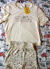 MUNKI MUNKI SNOOPY PEANUTS 2-PIECE Matching Women's Pajama Set Lt. Yellow -Large