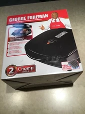 NEW GEORGE FOREMAN 2 SERVING GRILL GEORGE TOUGH NONSTICK COATING #GR10B 