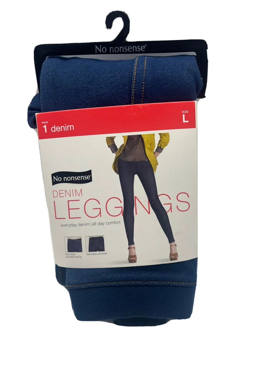 New No Nonsense Women's Medium Denim Jean Leggings Back Pockets