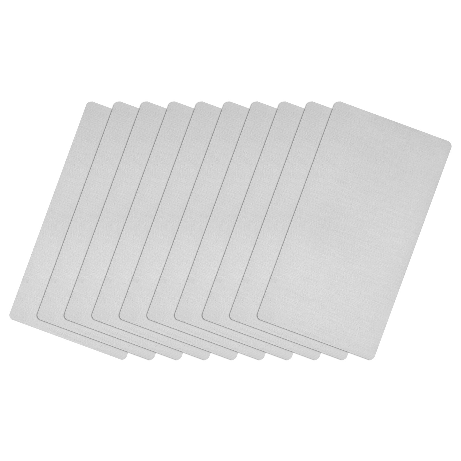 85x50x0.4mm Brushed 201 Stainless Steel Blank Metal Card Silver Tone 10 Pcs