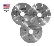 3 Piece 4-1/2" Diamond Blade Masonry Cut Off Set 7/8" & 5/8" Arbor Angle Grinder