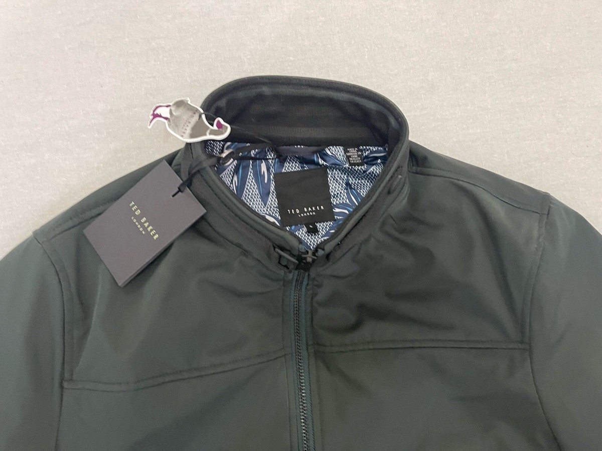 BNWT TED BAKER MENS DARK GREEN FUNNEL NECK BOMBER JACKET SIZE XL