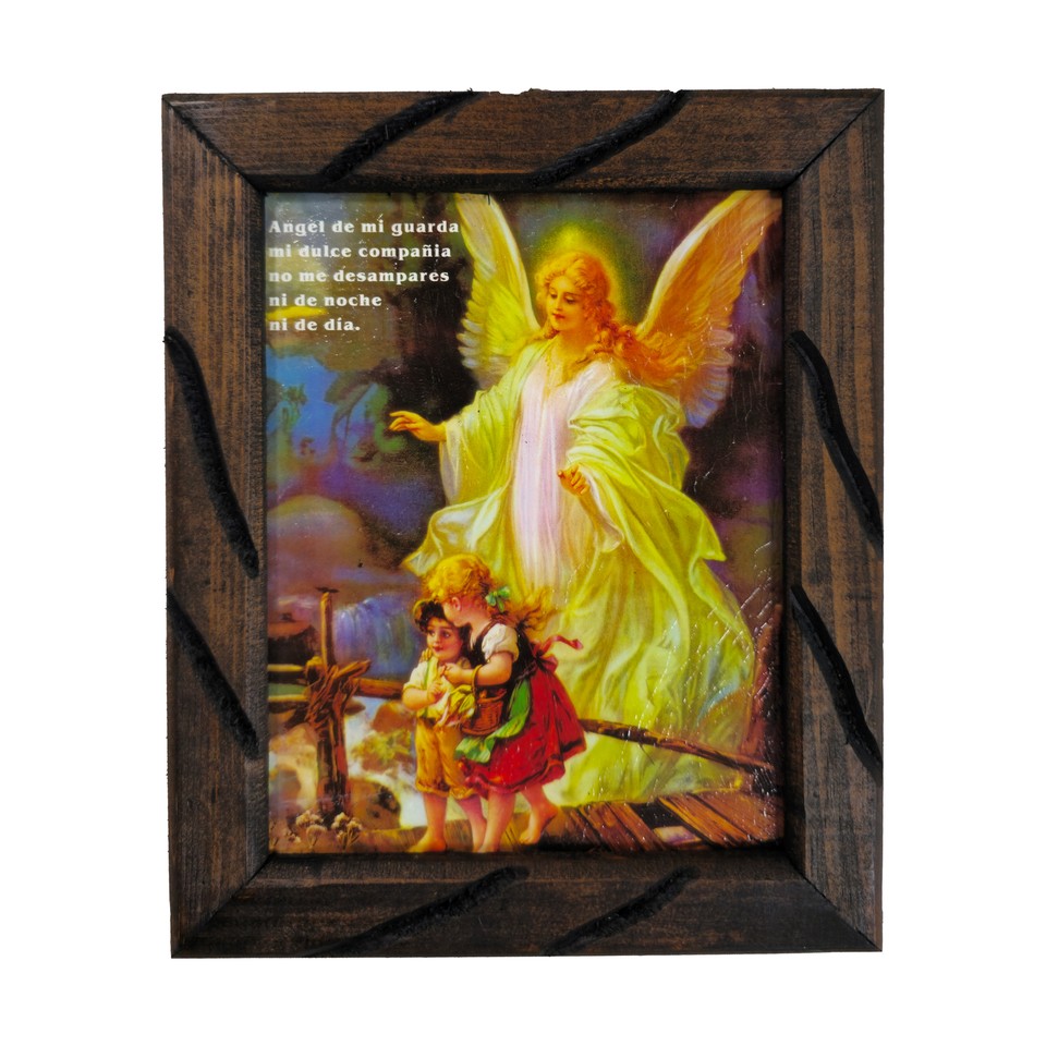 Guardian Angel Rustic Frame Home Decor Durable Wood Design Religious
