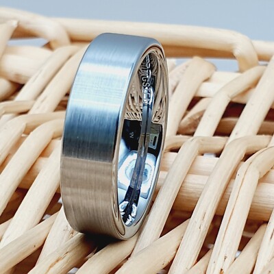 Anniversary Band for Him Her Women's 6mm Silver Tungsten Brushed Ring