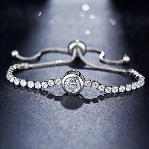 6.5Ct Round Lab Created Diamond Women's Tennis Bracelet In 14K White Gold Plated - Picture 6 of 6