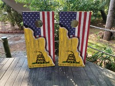 WATERPROOF  FADEPROOF Cornhole Board Wraps Don't Tread USA Flag /