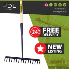Tarmac Rake Wooden Handle Round Teeth Heavy Duty Building Gardening Sand Gravel