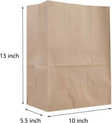 LOOKSGO Kraft Paper Bags Large - 10x5.5x13 Inch, 18 Pack, Grocery Takeout Bags, Square Bottom - View #13