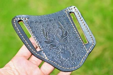 GENUINE LEATHER ENGRAVED CUSTOM HANDMADE SHEATH FOR FOLDING BLADE KNIFE 2748