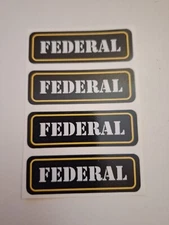 (4) Adhesive Vinyl Sticker Decal Labels For Ammo Ammunition Cans.  FEDERAL 