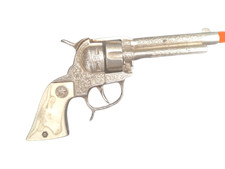 Antique TEXAN CAP GUN w/ Longhorn Handles  Leather Holster