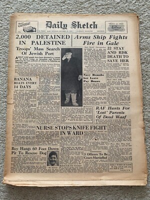 Daily Sketch Newspaper 1945 December 29th Steamship Empire Nutfield ORIGINAL