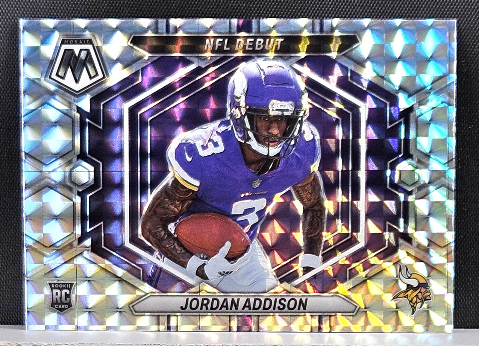 2023 Panini Mosaic Jordan Addison #ND-14 NFL Debut Silver Mosaic - Vikings
