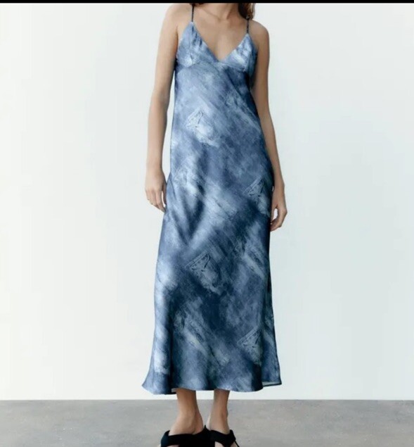 ZARA WOMEN BLUE Denim Satin TIE DYE Print Slip Dress Medium 2180/325 | eBay ZARA WOMEN BLUE Denim Satin TIE DYE Print Slip Dress Medium 2180/325 | eBay