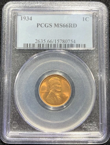 1934 Lincoln Cent PCGS MS 66 RD