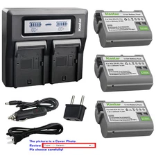 Kastar Battery Dual LCD Fast Charger for Nikon EN-EL15 EN-EL15a & Nikon D600