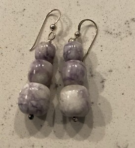 Jay King Mongolian Violet Stone Drop Dangle Earrings New HSN Beaded New In Box