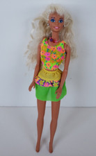 Vintage 1992 Glitter Beach Barbie 7781 Mattel Neon Flowers Skirt Necklace