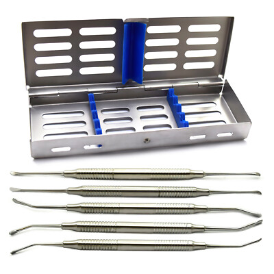 5 Pcs Sinus Lift Implant Periosteal Elevators Instruments With Cassette Lab