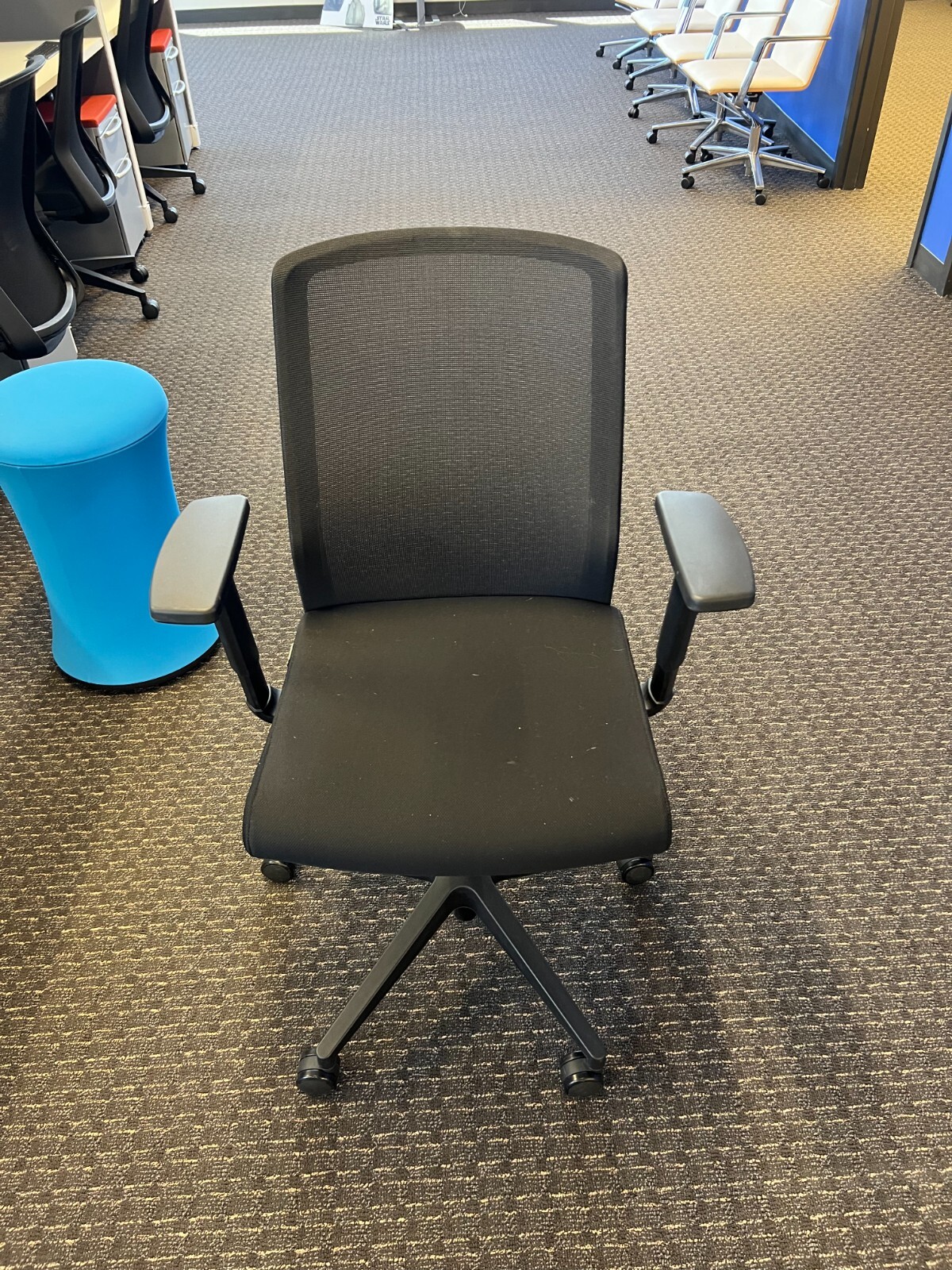 Black Mesh Ergonomic Task Chair with Adjustable Locking Black Cushion-image