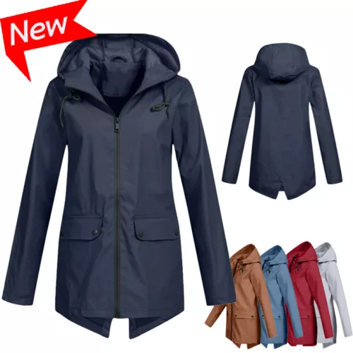 NEU Wasserdichter Damen Regenmantel Damen Outdoor Wind Regen Wald Warm Jacke Mantel - Bild 2 von 29