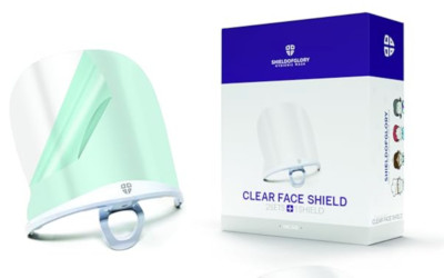 SHIELDOFGLORY Clear Reusable FACE SHIELD (2 Frames & 3 Shields - 6'' Tall) 