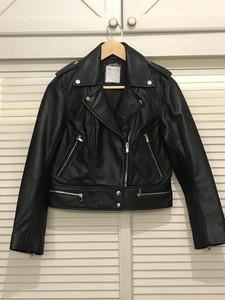 sandro leather jacket womens