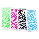 For iPhone 4 4S Shockproof Zebra Rubber Matte Rugged Screen Film Hard Case Cover