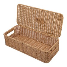 Rustic Woven Storage Bin Sundries Basket Imitation Rattan Boxes for Organizing