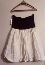 Target Brands Black Cream Strapless Bubble Hem Short Mini Dress Fit & Flare L