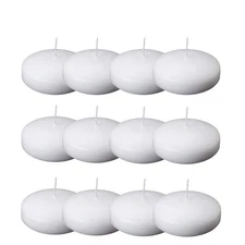 12Pcs 1.7 Inch White Floating Candles, 4 Hour Burn, Unscented, Wedding, Party