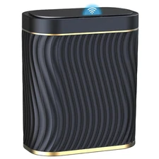 Automatic Motion Sensor Bathroom Small Trash Can with Lid, 2.6 Gallon Black Touc