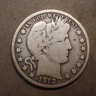 1912 **S** BARBER SILVER HALF DOLLAR ***NICE COIN!***  FREE SHIPPING! C1966