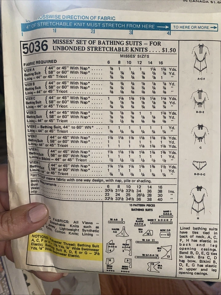 De Colección Años 70 McCall 5036 Trajes de Baño Traje de Baño Bikini Costura Patrón 12-16 Corte Foto 2 de 4