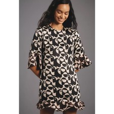 nwt FARM RIO for ANTHROPOLOGIE sz M Geo Toucan Dress black white