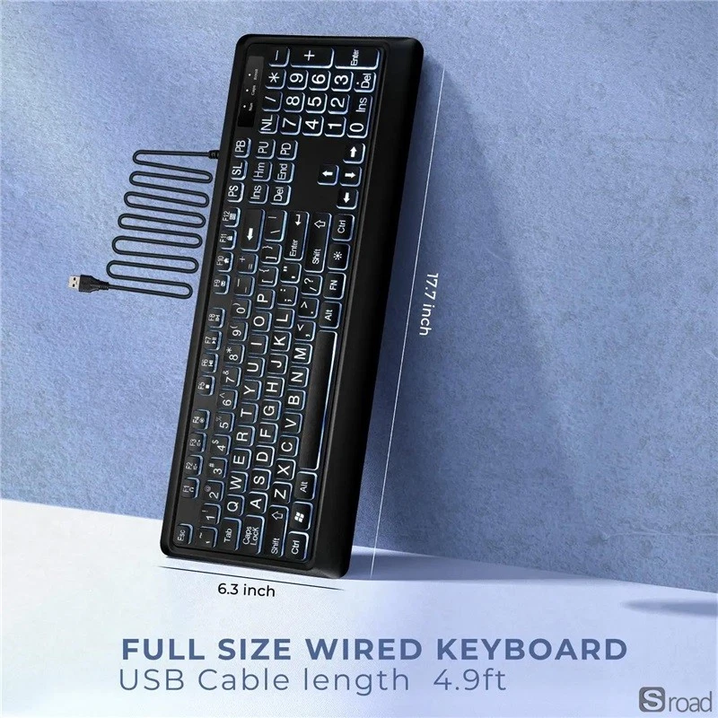 Large Print Keyboard With White Backlight, High Contrast For Low Vision Users - Image 4 of 4
