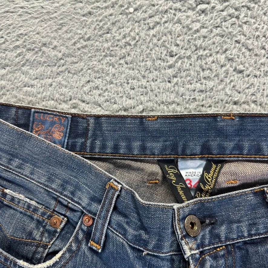 Vintage Lucky Brans Jeans Mens 34x32 Blue Santa Cruzer Loose Baggy Cotton USA - Image 3 of 4