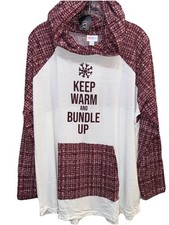 NWT LuLaRoe 2XL White  Keep Warm  Bundle Up   Knit Amber Hoodie SWEATSHIRT