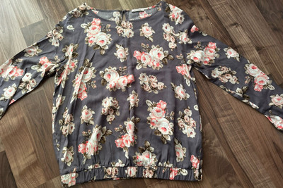 Orsay Damen Bluse Gr. 40 mehrfarbig Blumenmuster Basic Rundhals Langarm