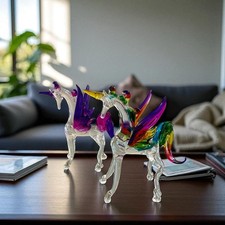 NEW Rainbow Unicorn Figurine Sculpture of Hand Blown Glass
