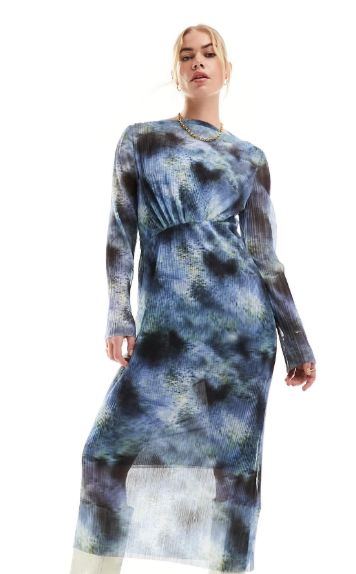 & OTHER STORIES NWT Blue Mesh Midi & Other Stories Dress - Size M