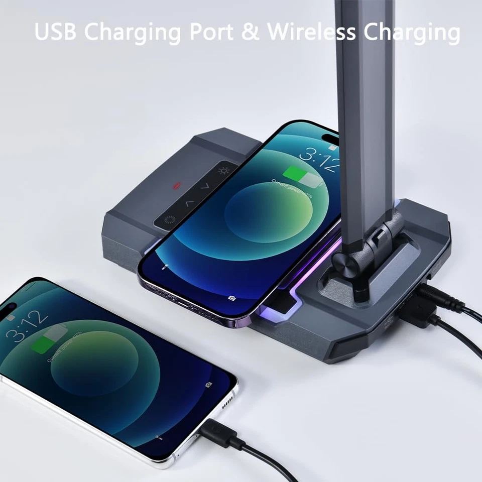 Lámpara de Escritorio para Juegos,Sincronización de Música Luz de Ritmo Cambiante de Color con Cargador Inalámbrico... Foto 3 de 4