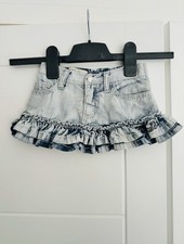Girls Guess Blue Denim 100% Cotton Frilly Hem Short Denim Skirt Age 3-6 Months