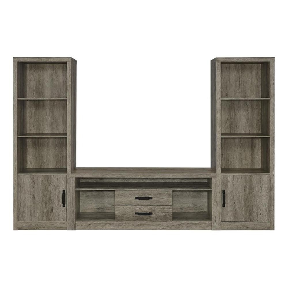 Burke 3-piece 59-inch TV Entertainment Center Grey Driftwood