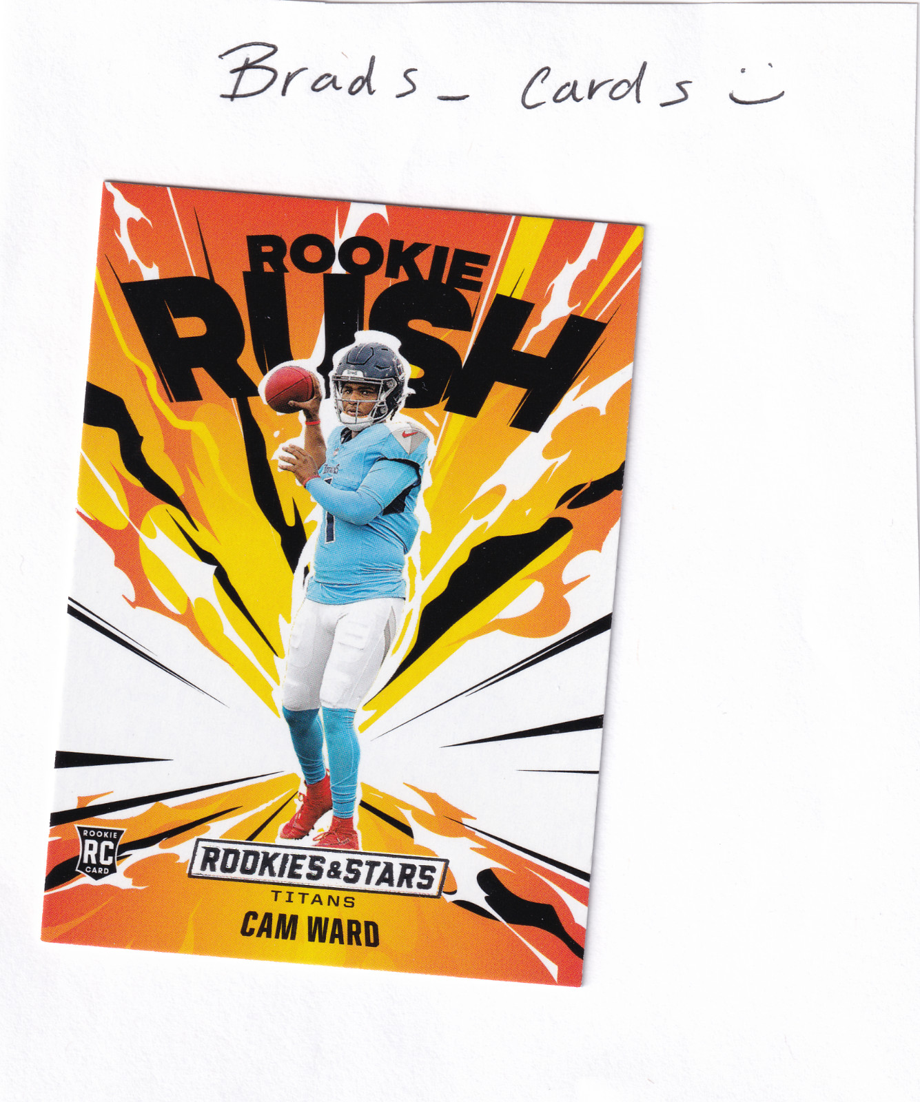 2025 Rookies And Stars Football Cam Ward RC Rookie Rush #3 Tennessee Titans