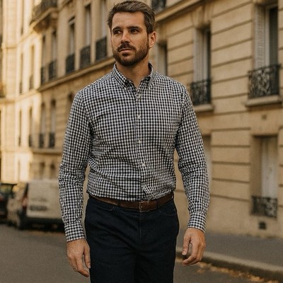 gap men lived in gingham shirt navy Size M Excellent May Sale